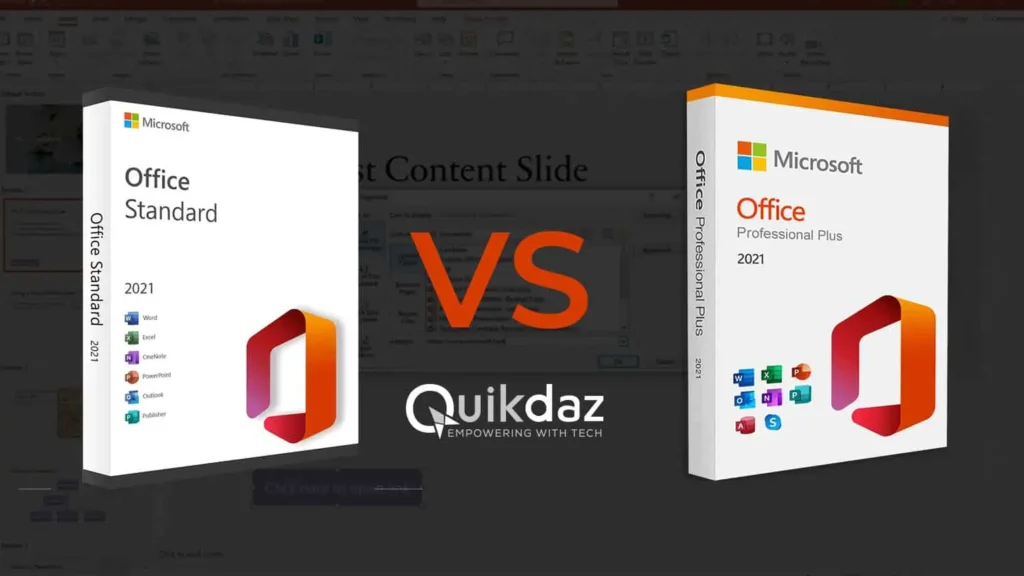 Microsoft Office 2021 Pro Plus vs Standard